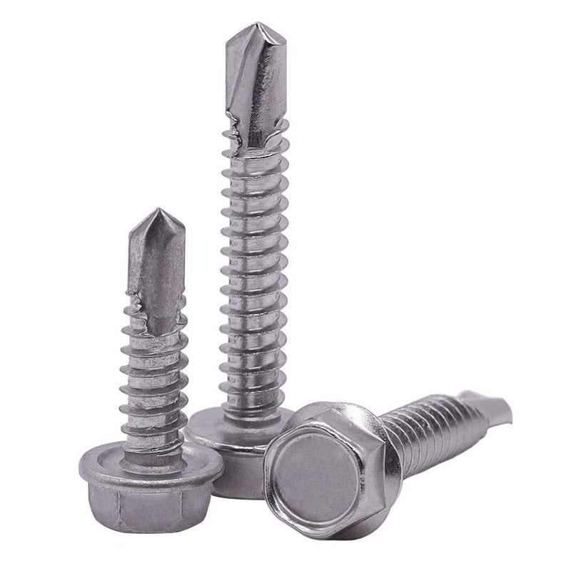 EASTLO #14 x 1 (50 pcs) Hex Washer Head Self Drilling Screws  410 Stainless Steel Metal Sheet Tek Screws  Self Tapping Point  No Pre-drilled Hole Needs - Image 1